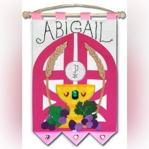 First Communion Banner Kit - 9 x 12 - Gates - Pink
